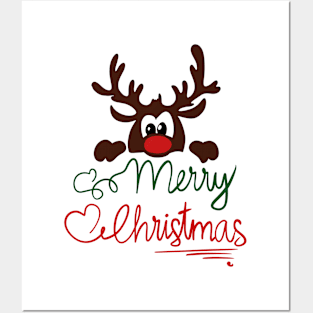 Cute Christmas reindeer Posters and Art